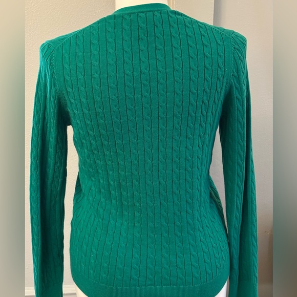 Lands' End Green Cable Knit Cardigan - Picture 2 of 7